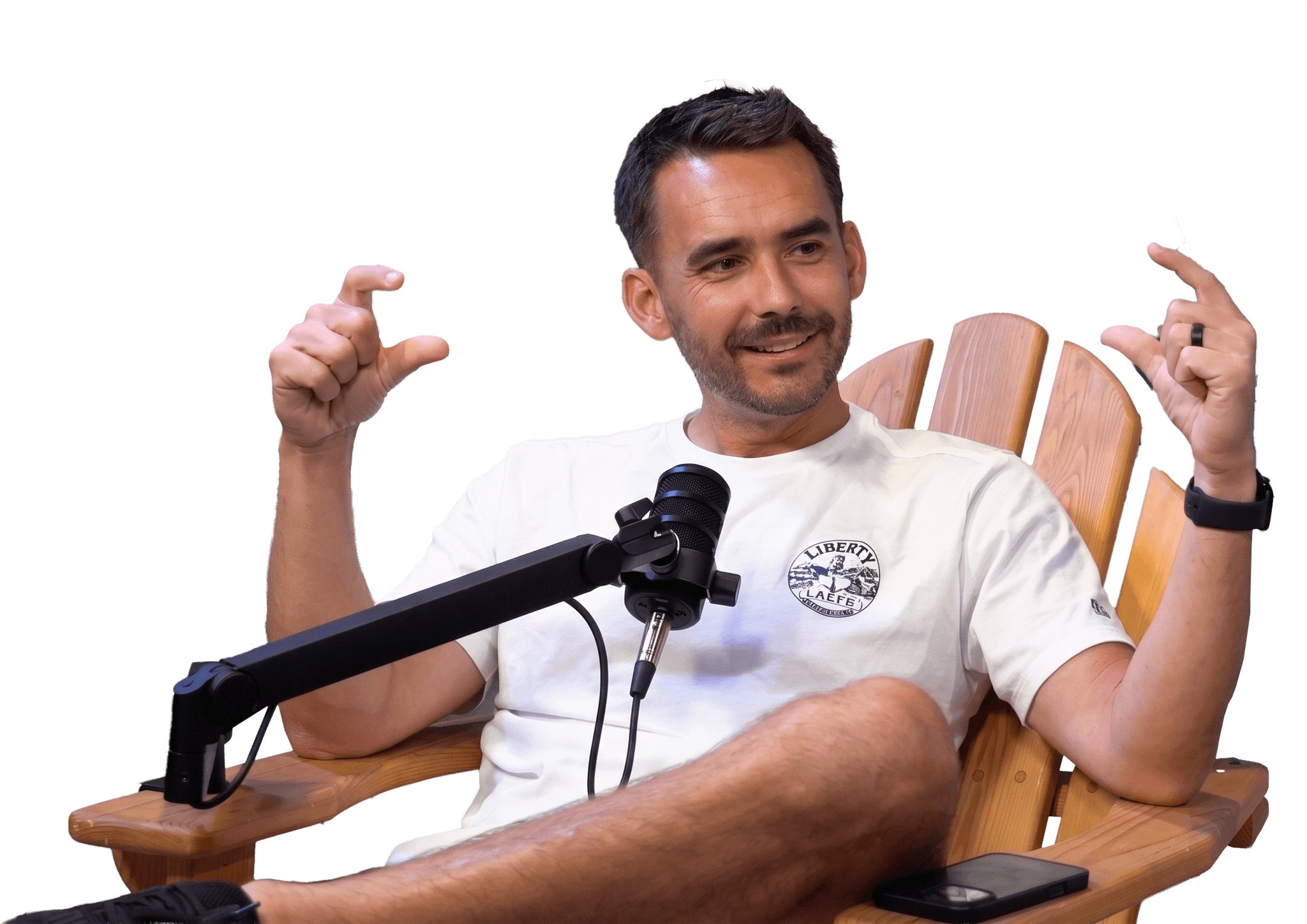 Taylor Rowan sitting in podcast set